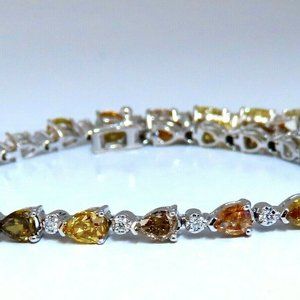 5.02ct Natural Fancy Multicolor Diamond Tennis Bracelet 14kt*